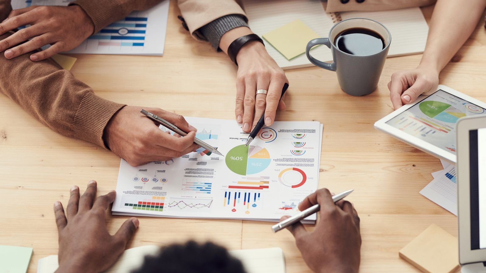 Marketing team reviewing search performance charts